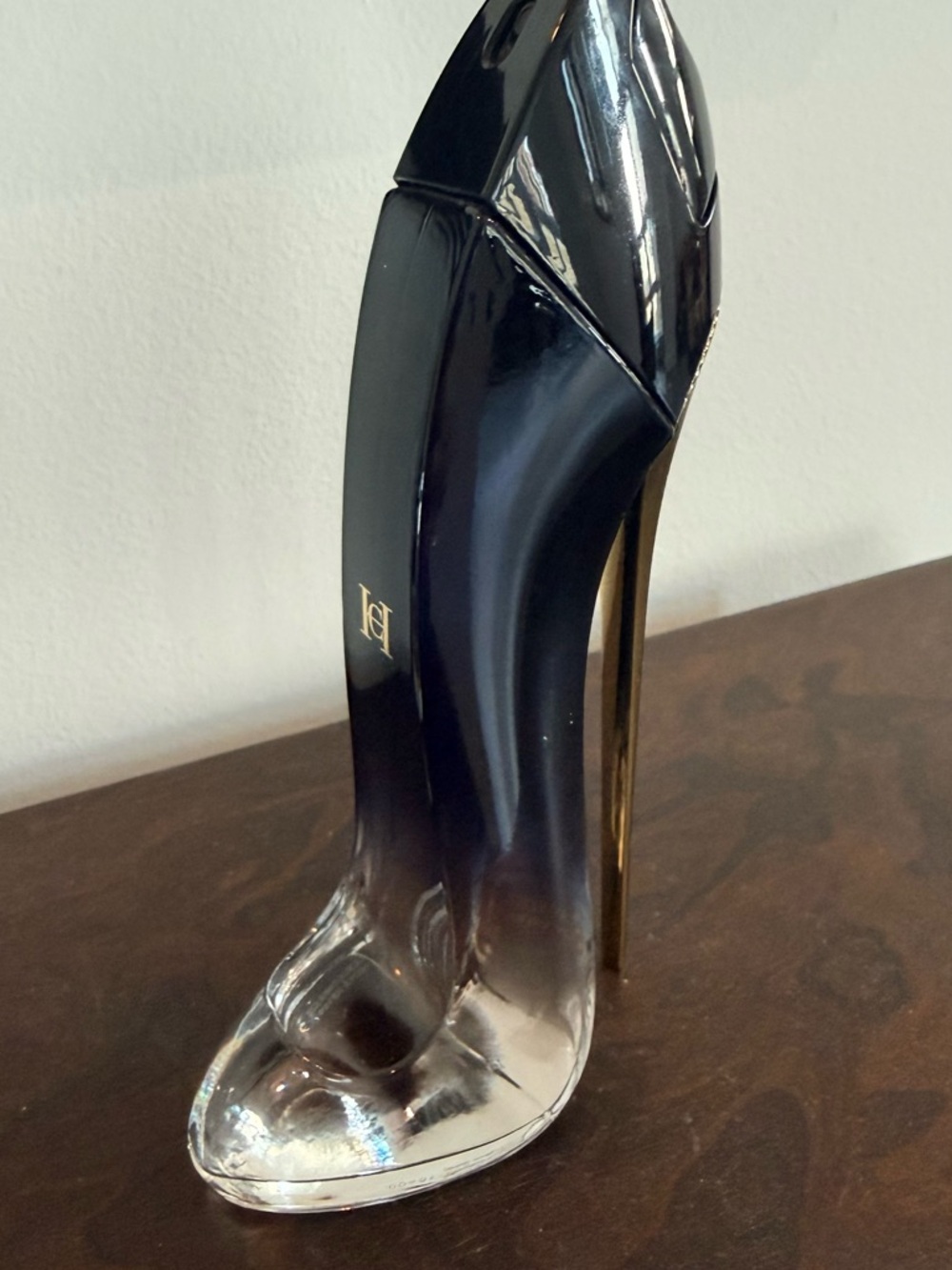 Carolina Herrera Black-to-Clear Stiletto Heel Bottle with Gold Accents